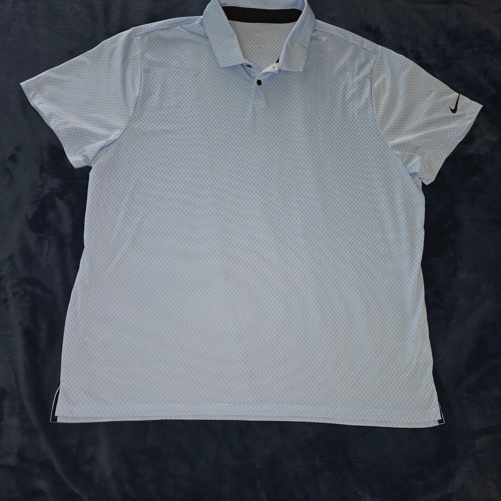 Nike Dri-FIT Polo Shirt Mens 3XL Blue Textured Golf Performance Top - Picture 3 of 16